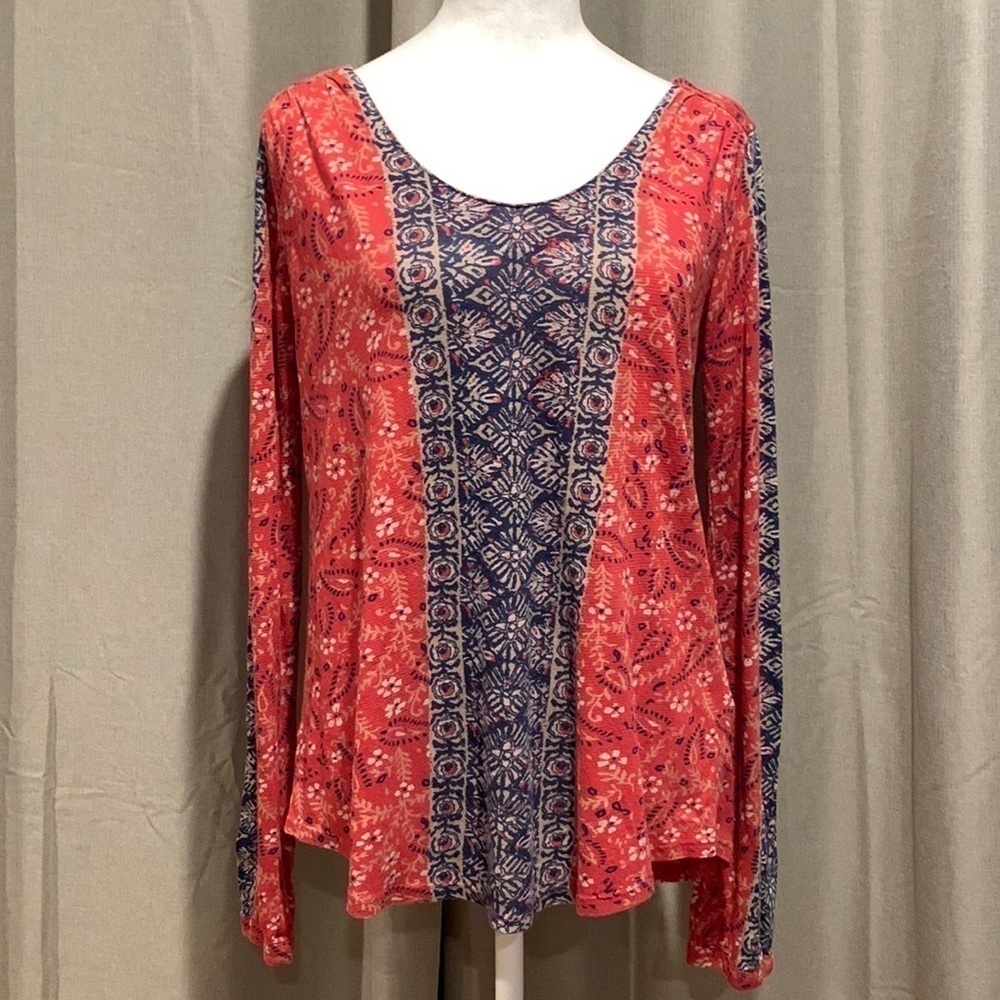 Lucky Brand Mulit-Color ScoopNeck Long-sleeve Top, Small